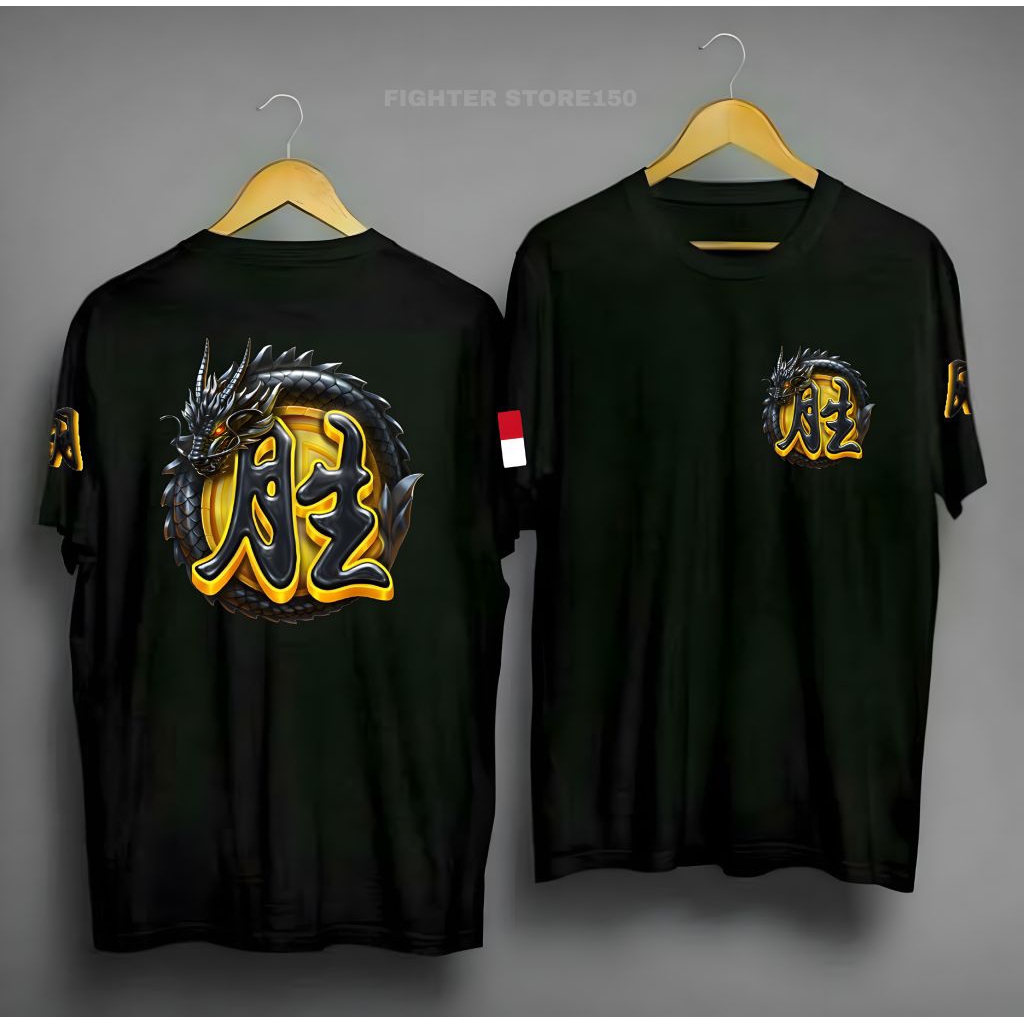 Kaos Mahjong Naga Hitam Atasan Pria Distro Oblong Murah Baju Mahjong Keren
