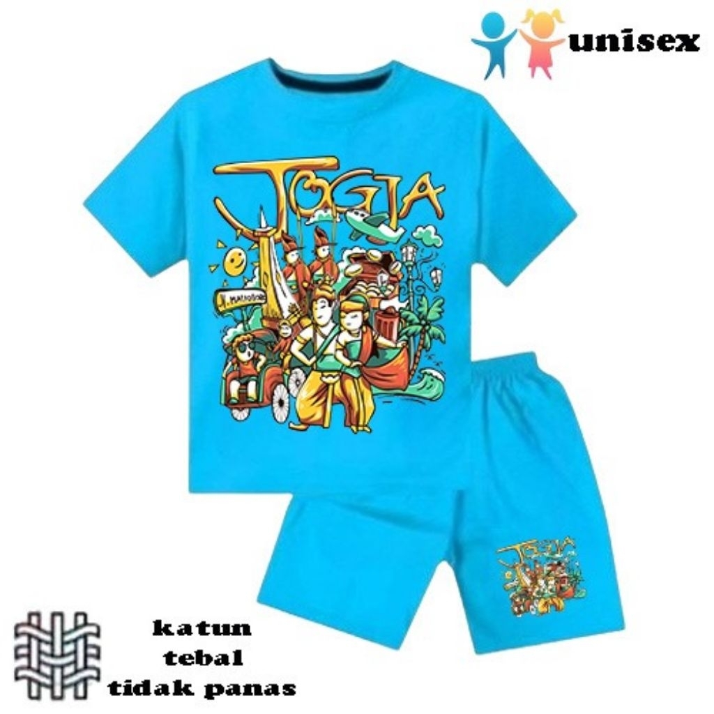 setelan baju anak laki-laki perempuan baju kaos anak laki-laki perempuan motif jogja malioboro umur 