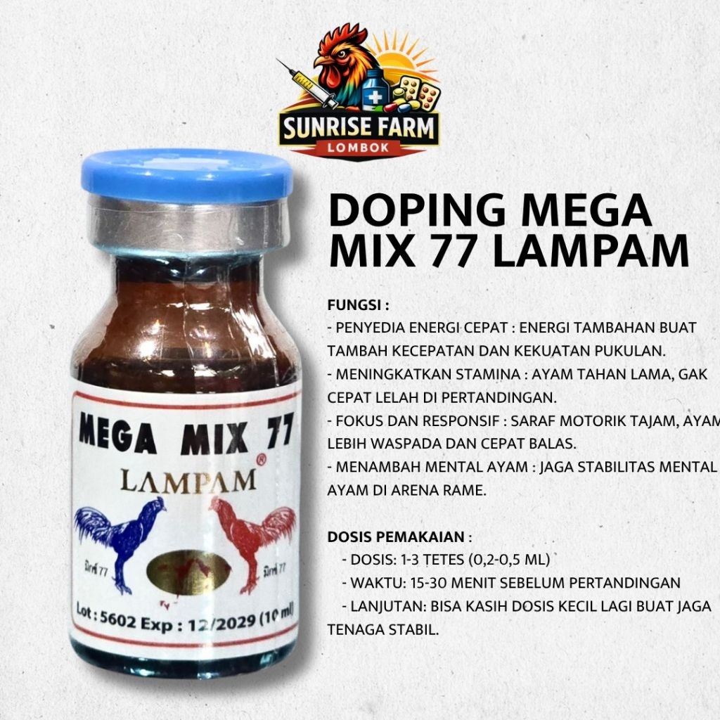 Doping Mega Mix 77 Lampam / Rawatan Ayam Lampam / Suplement Import ayam Thailand