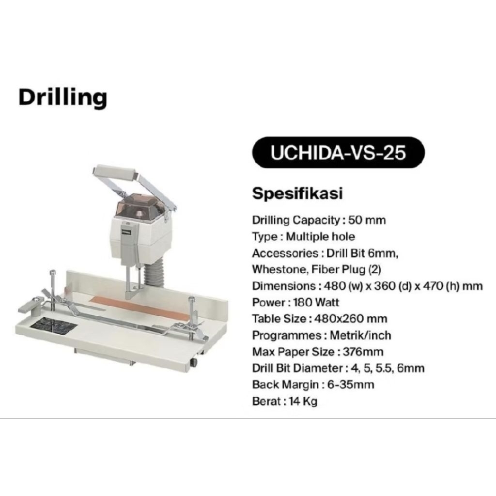 Mesin Bor Pembolong Kertas Listrik bekas Vs25 Electric Paper Drill Punch Machine UCHIDA VS-25