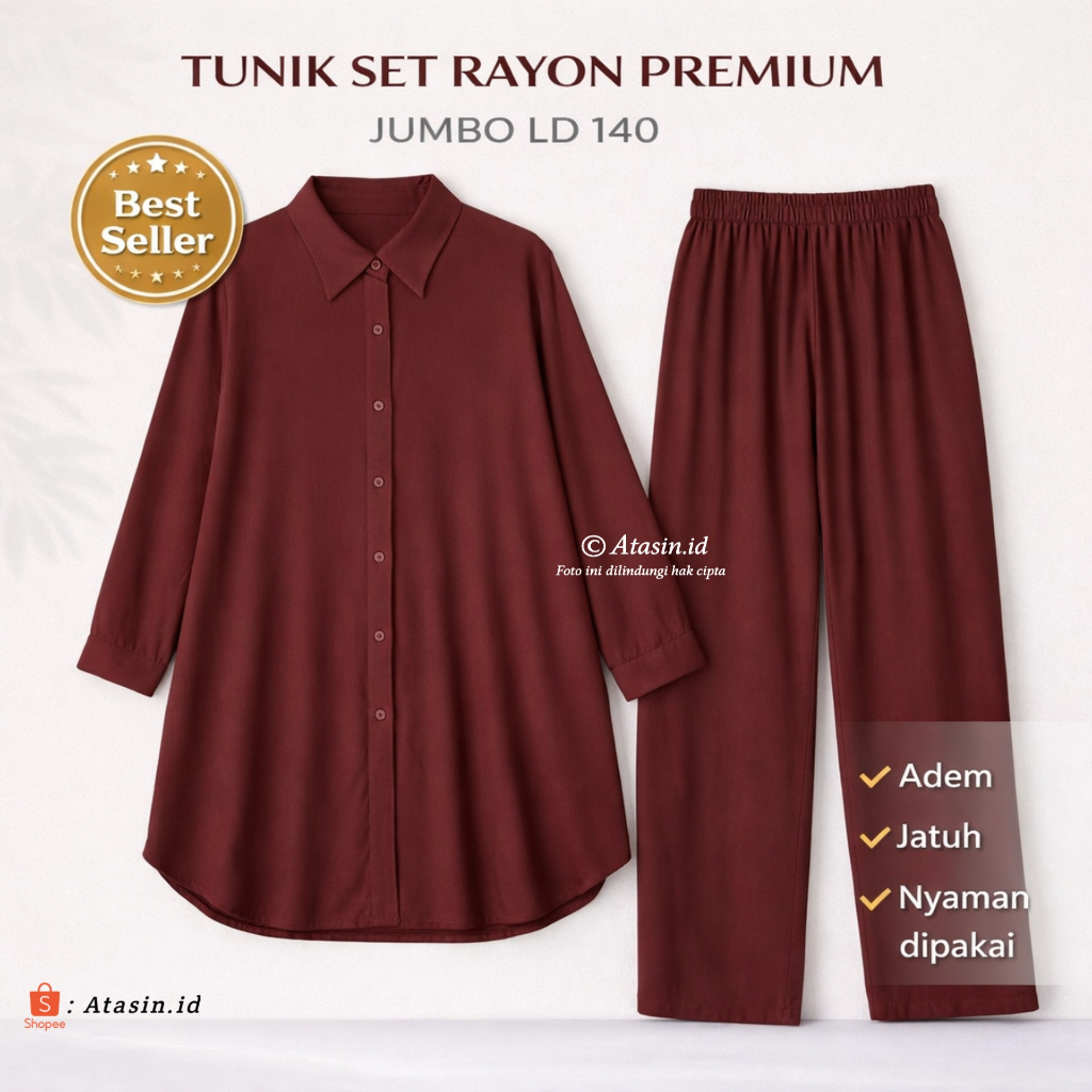 Setelan Set Jumbo Rayon Viscose Premium | One Set Wanita Rayon LD 140