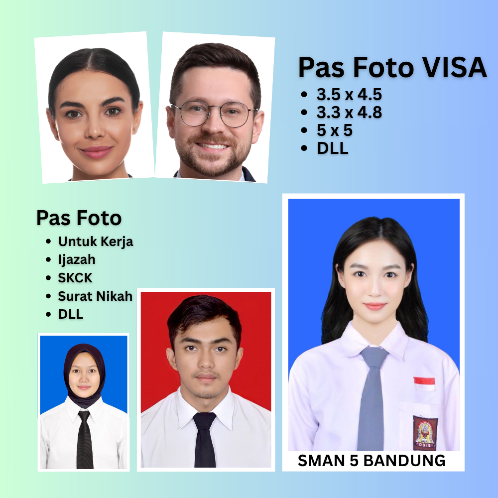 Cetak Paket Pas Foto Visa Profesional Doff Matte
