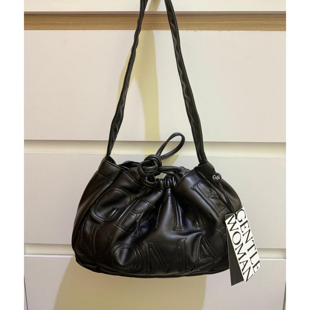 (Stivybrandspace) Tas Wanita Gentlewoman Leather Warna Hitam Model Serut
