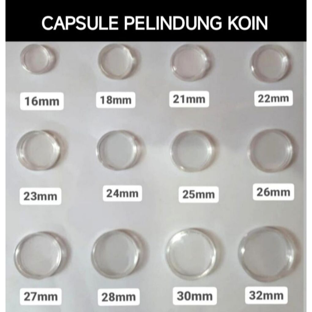 Kapsul Tempat Wadah Pelindung Penyimpanan Koin Koleksi Capsul Coin 10mm/12mm/14mm/16mm/18mm/19mm/20m
