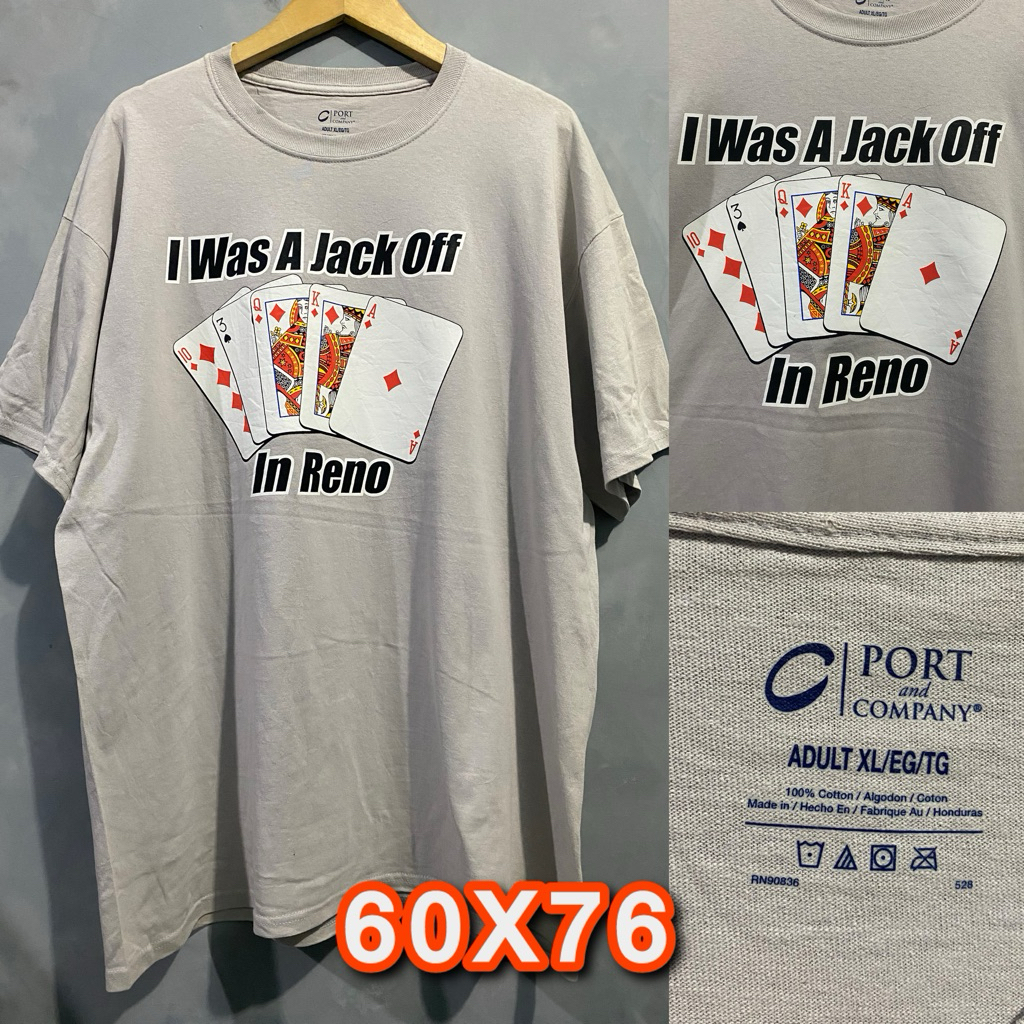 Kaos Vintage port and company - T-Shirt Kartu Remi Bahan Katun Premium - Abu-abu
