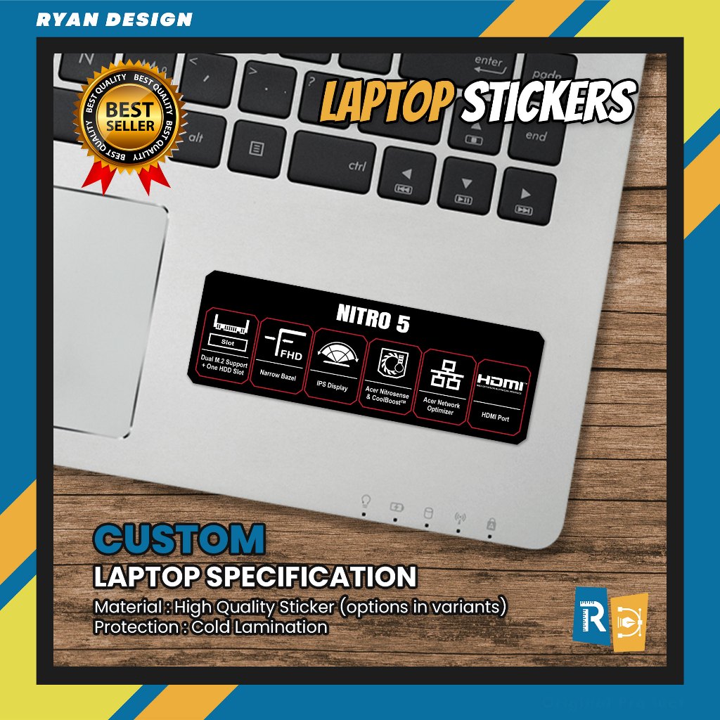 Stiker Logo Laptop Acer Nitro 5 Stiker Spesifikasi Fitur Laptop (Unofficial)