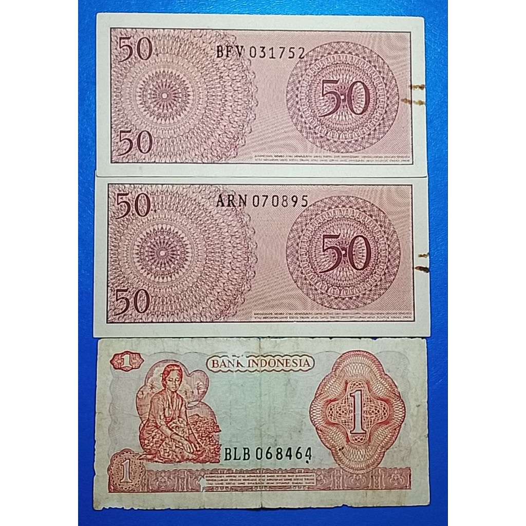 uang kuno indonesia 50 sen 1964 2 lembar 1 dirman 1 llemar p3049