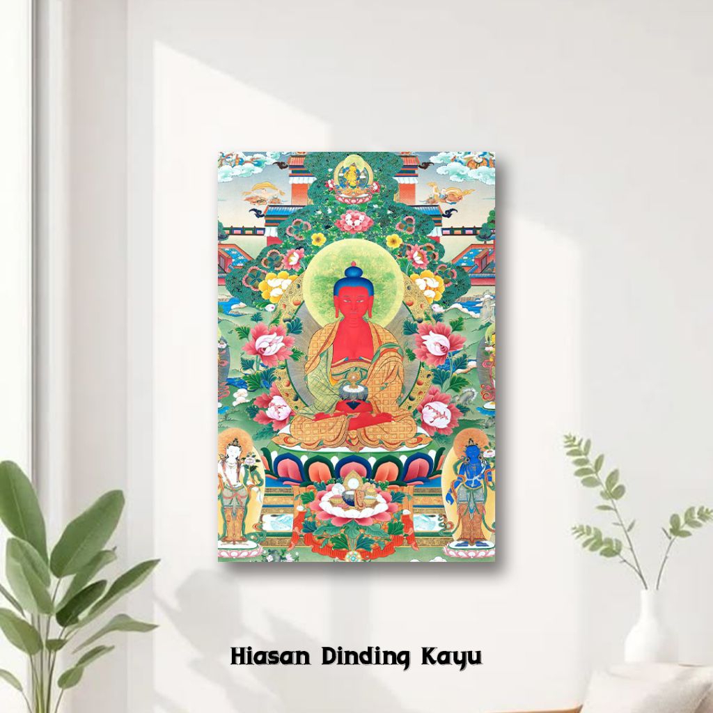 Lokala - HIASAN DINDING  BUDDHA AMITABHA / ALTAR SEMBAHYANG BUDDHA / LUKISAN BUDDHA ESTETIK