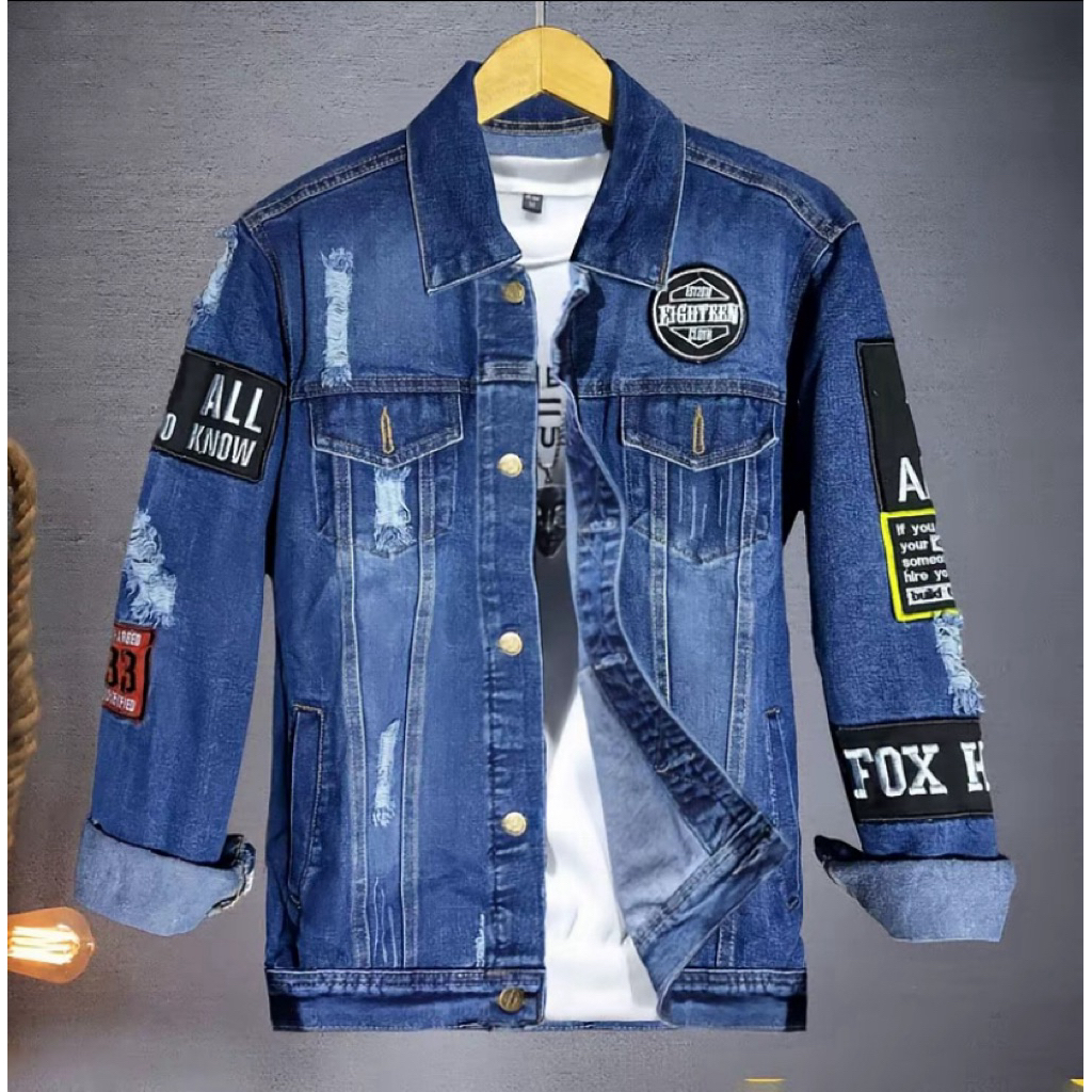 JAKET JEANS HIP HOP FULL BORDIRAN BISA COD