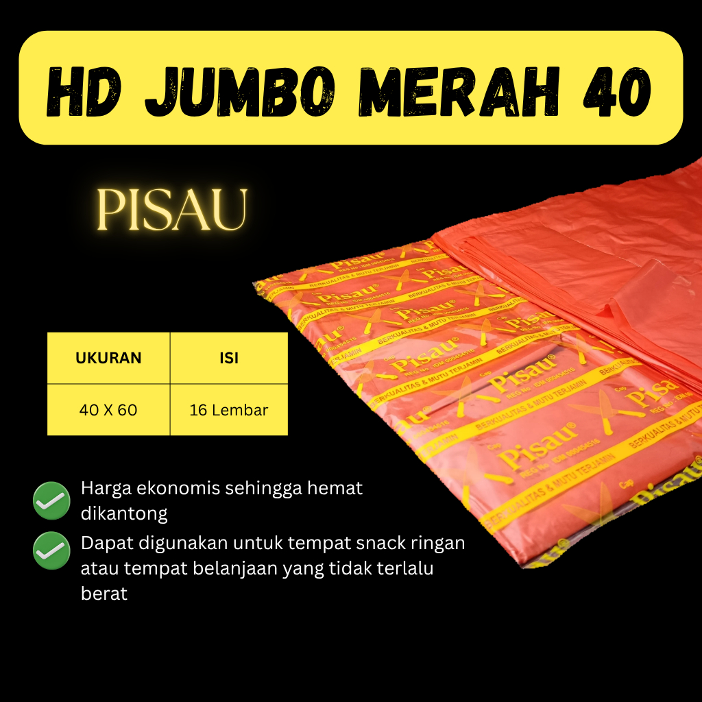 Kantong Plastik Kresek Jumbo Merah 40 / Plastik Kresek Kuat Harga Grosir