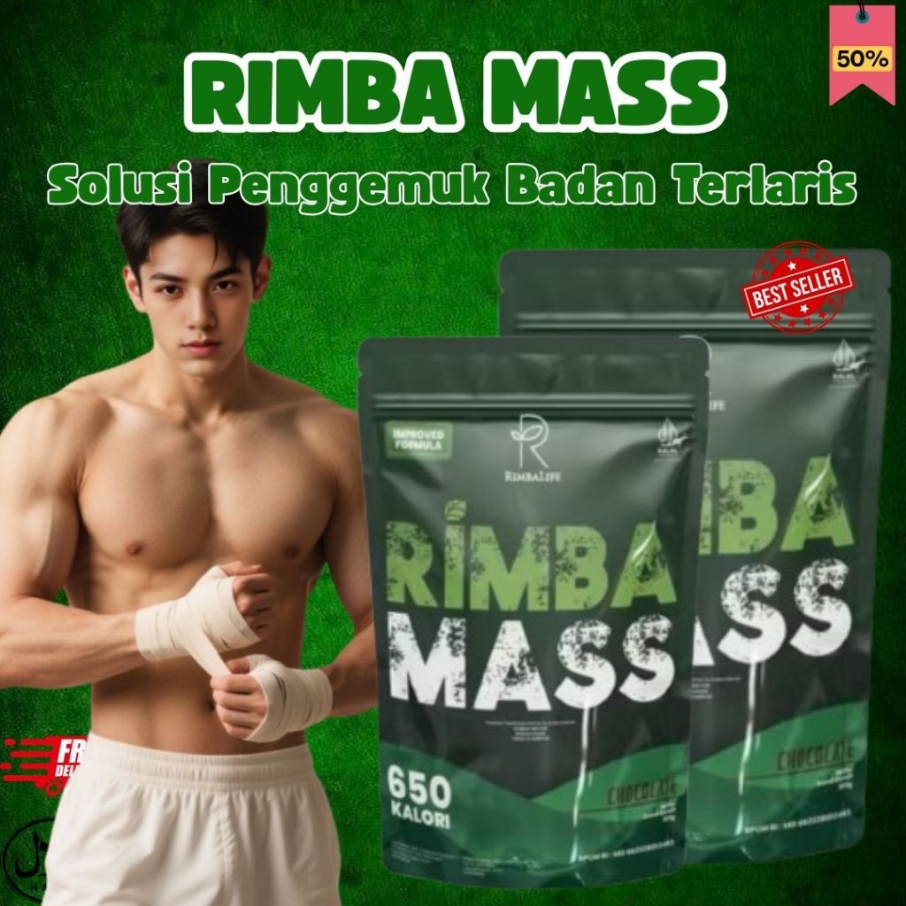 Paket 2 Rimba Mass Susu Nutrisi Tinggi Protein Pembentukan Massa Otot Halal