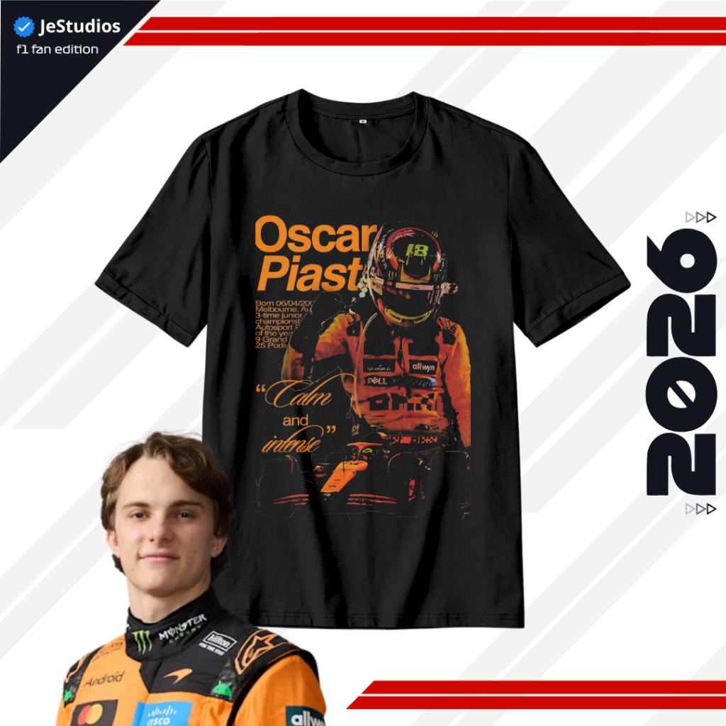 Tshirt F1 Oscar Piastri Calm and Intense Kaos Formula 1