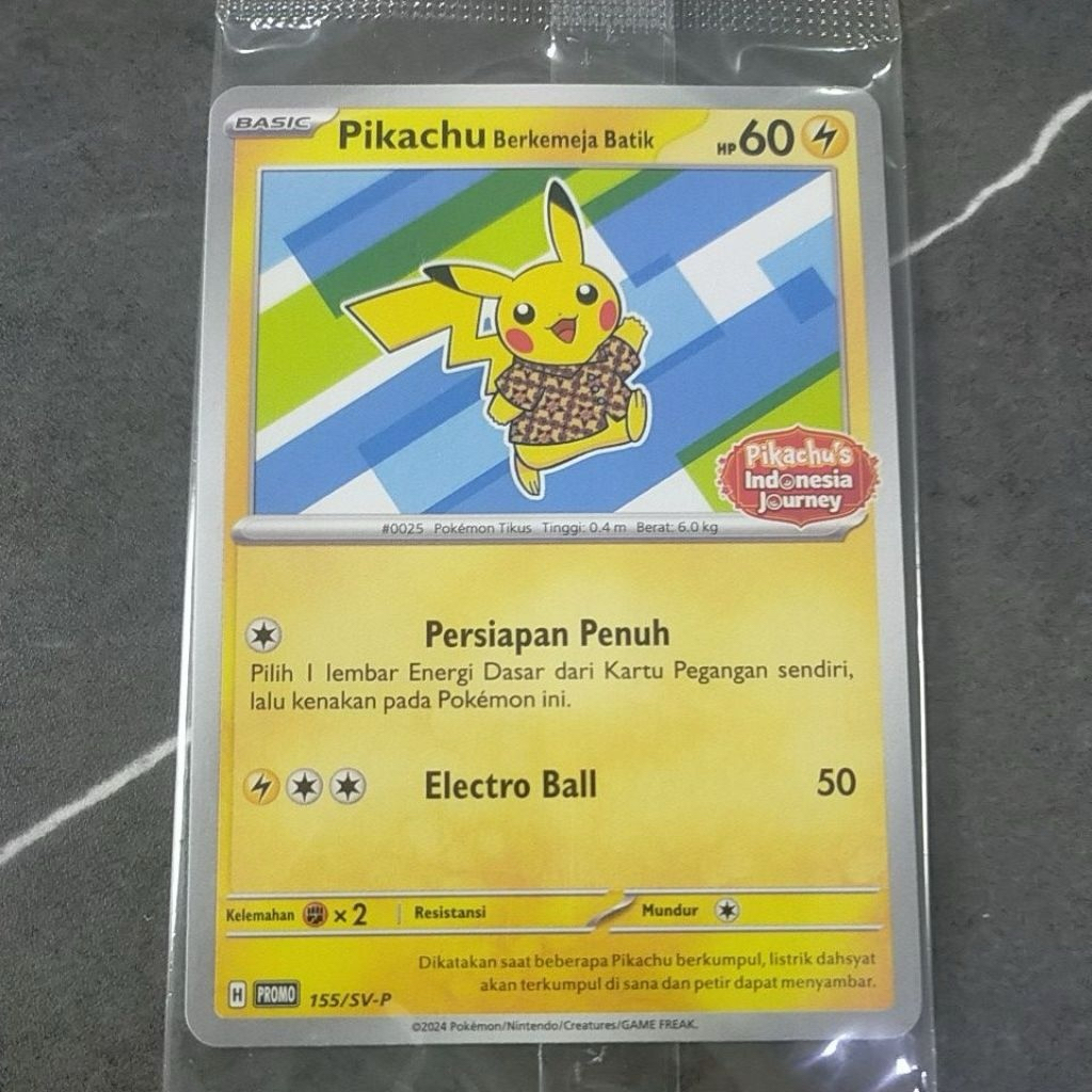 pikachu batik promo card (pikachu batik biru)