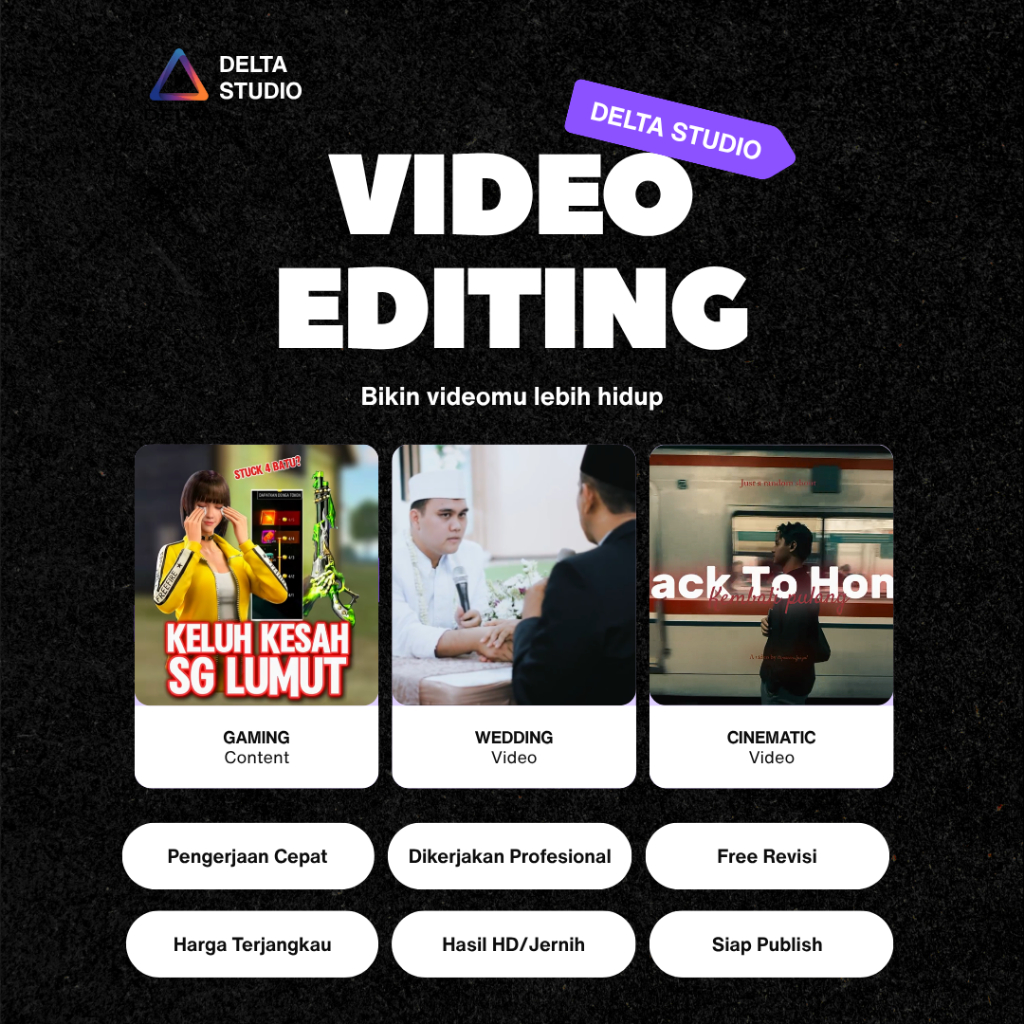 Jasa Edit Video Professional - Cinematic, Vlog, Wedding, Game dan Iklan | Pengerjaan Cepat