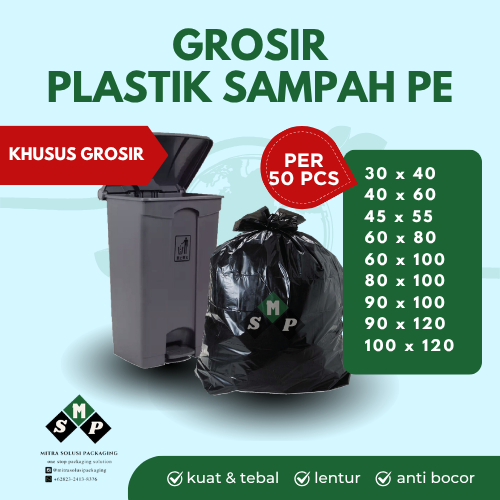 KHUSUS GROSIR  (50 PCS) Plastik Kresek Sampah PE all ukuran - HARGA PER 50 LEMBAR / TRASHBAG KILOAN 