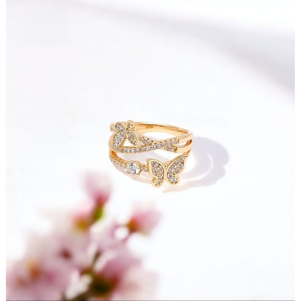 Cincin Zircon Lapis Emas mirip emas asli mata tanam Premium Quality Mata Kilau Cincin Zircon import 