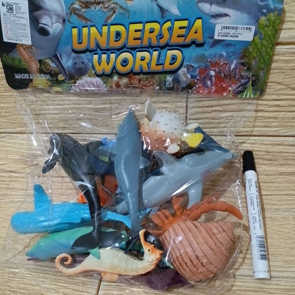 mainan sea animal hewan laut ocean Mainan figure besar binatang laut Undersea World pinguin dolphin 
