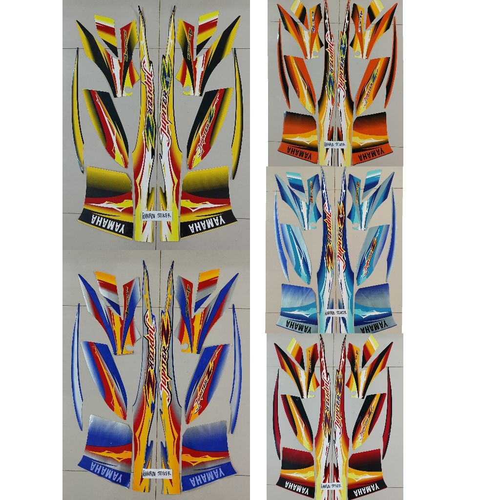 Striping stiker Polet Lisebody jupiter z 2004 kuning hitam merk AJS termurah tahan pernis clear lapi