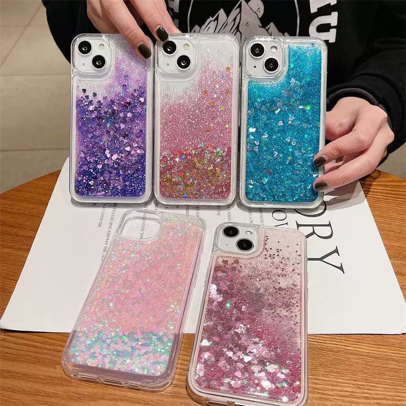 Case for all type Liquid Glitter Quicksand Glow in The Dark Starry Night - Sparkling Heart Series