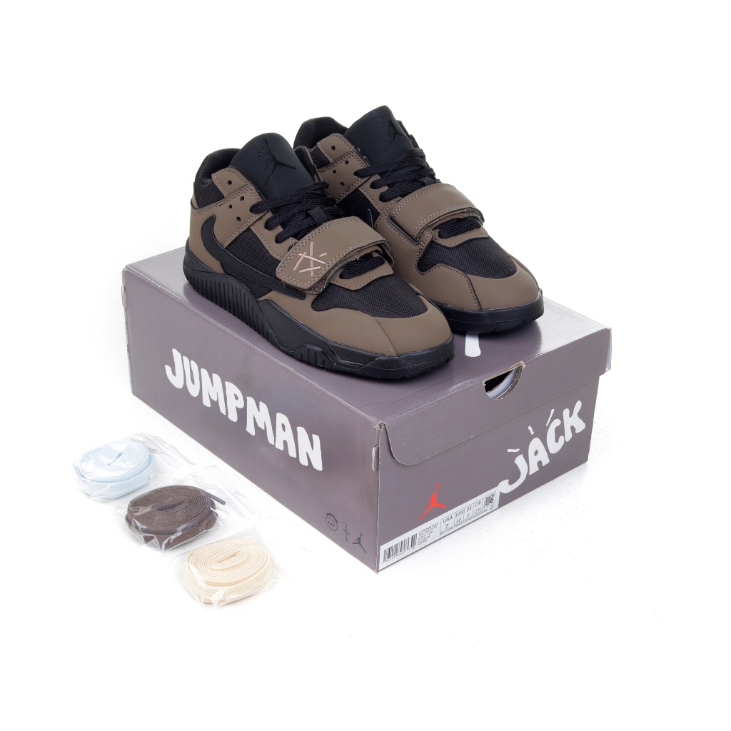 (SLKCK) Sepatu Sneakers Travis Scott X Air Jordan Jumpman Jack TR Dark Mocha
