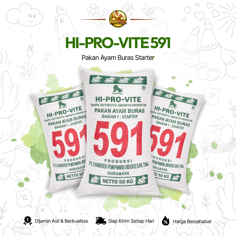 HI-PRO-VITE 591 Crumble | Pakan Ayam Buras / Bangkok / Kampung / Hobi Starter | 20KG - 50KG | PakanA