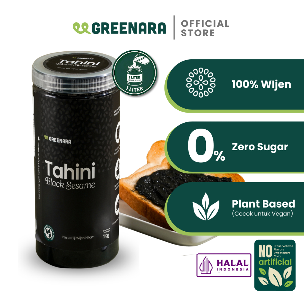 Greenara Natural Tahini Black Sesame Seed 1Kg / Selai Wijen