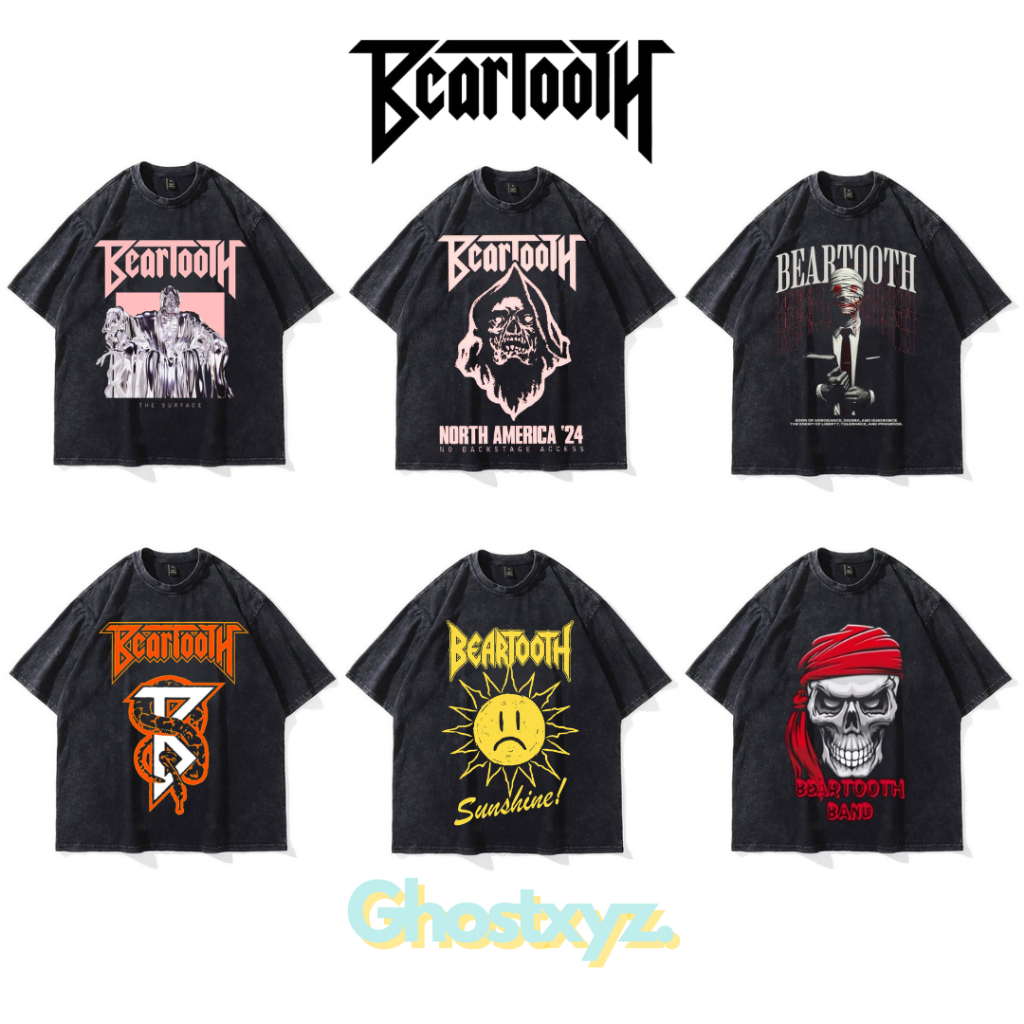 Ghostxyz T-Shirt Beartooth Wash Oversize Vintage Tee Baju Kaos