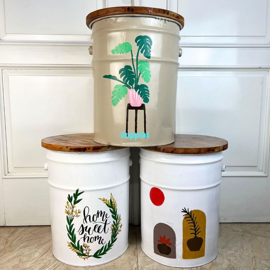 Bangku Tong Kursi Estetik Kursi Unik Stool Drum Dekorasi Rumah