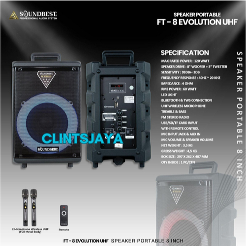 SPEAKER PORTABLE SOUNDBEST FT 8 EVOLUTION UHF - FT 8 EVOLUTION