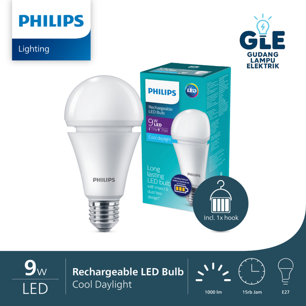 lampu philips emergency LED Bulb 9 watt putih lampu darurat otomatis