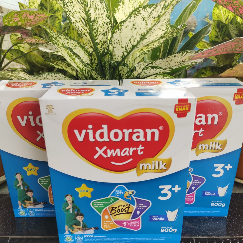 Vidoran Xmart Milk 3+ Rasa Vanila 900g - Susu Anak 3 Tahun ke Atas dengan Rasa Vanila Nikmat dan Ber