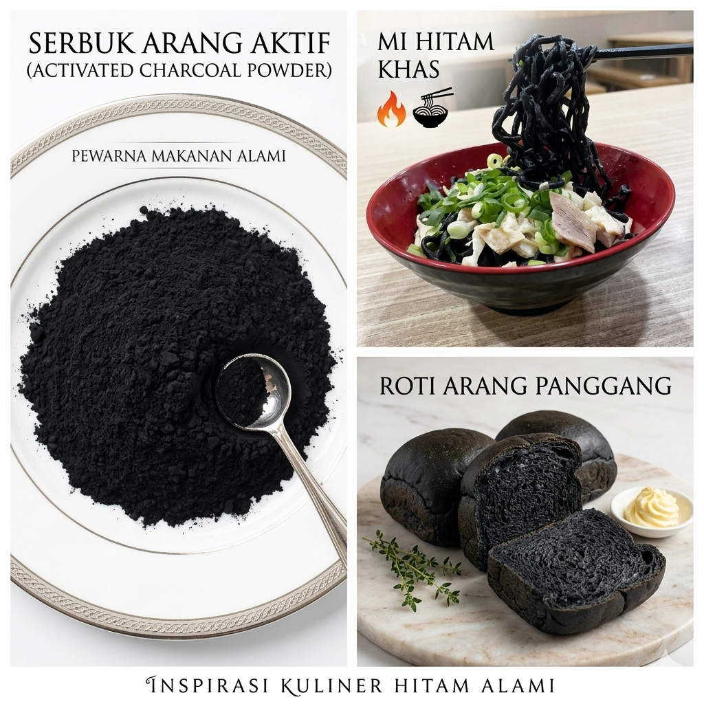 ECOPIT PEWARNA MAKAN WARNA HITAM BUBUK ARANG DAUN PISANG PEWARNA ALAMI