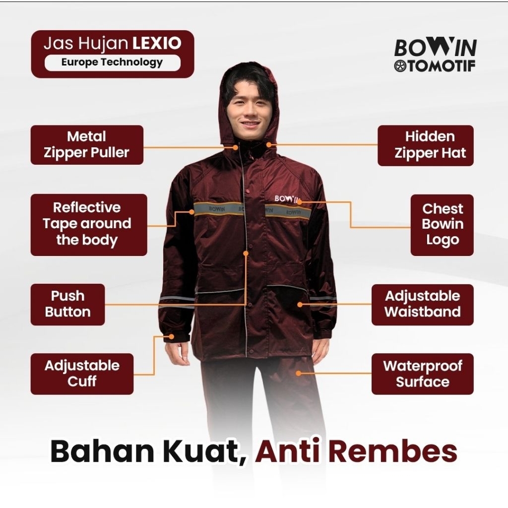 Jas hujan bowin premiun anti bakteri original
