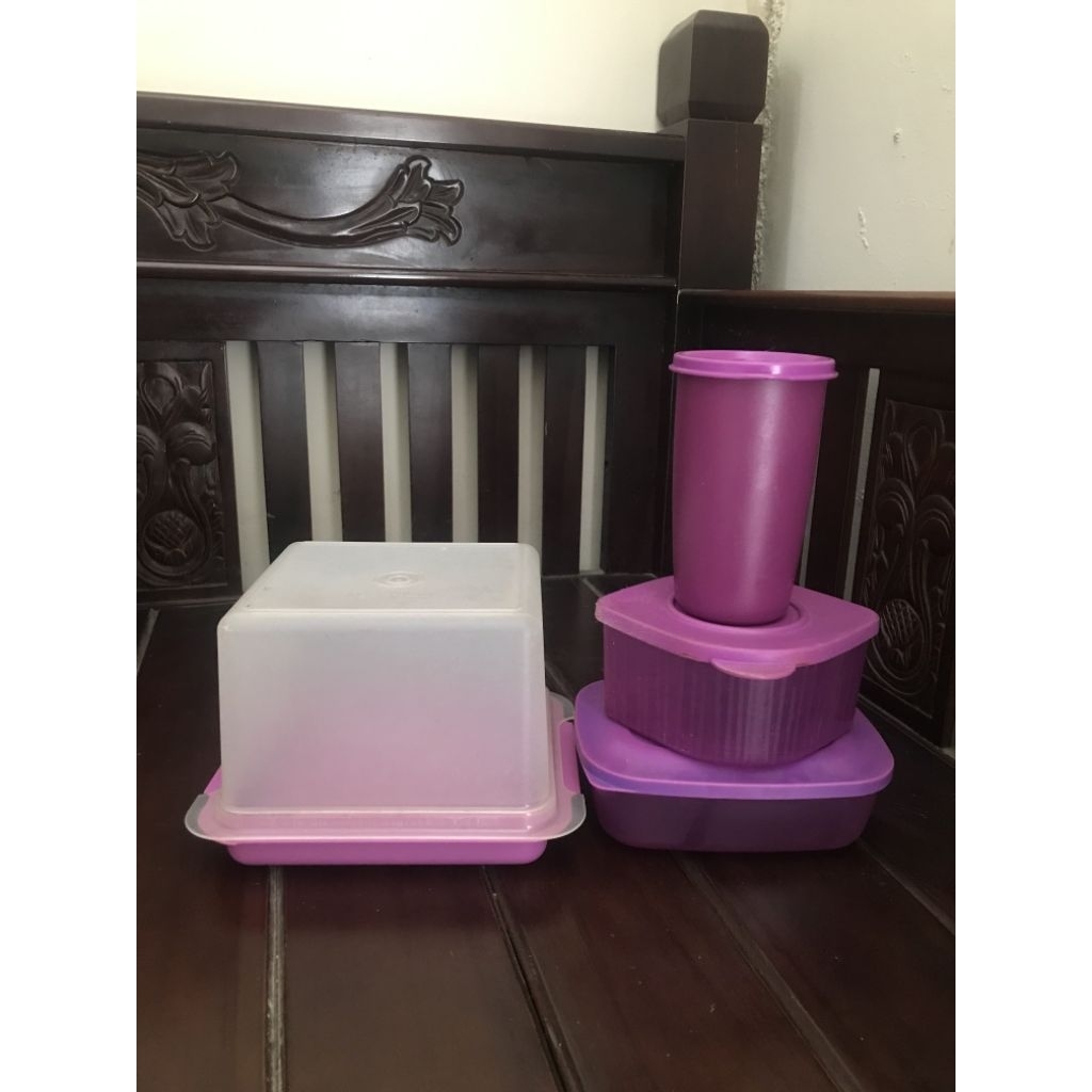 Tupperware Tempat Roti Tawar Set Warna Ungu Toples Tupperware Original Second