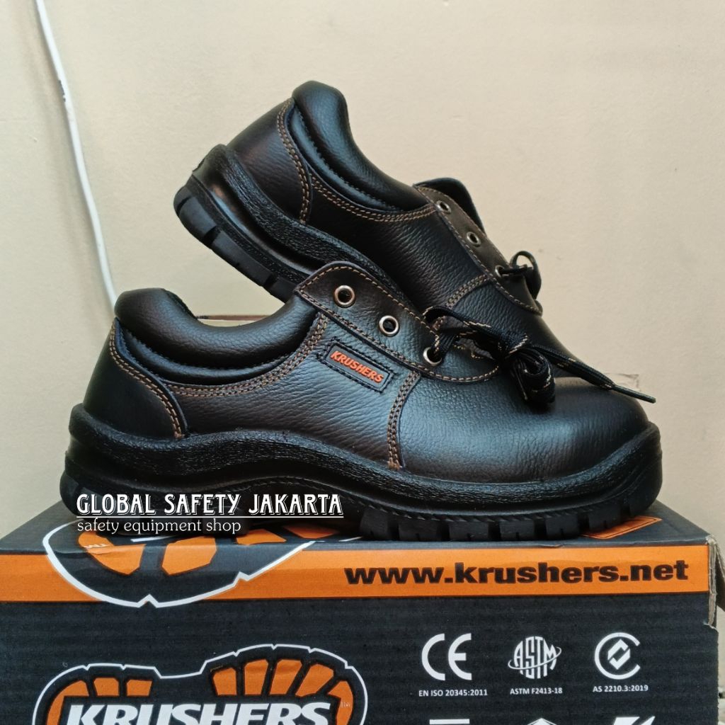 Sepatu Safety Krushers Utah Original 100% / Sepatu Safety Krushers UTAH Hitam Model Pendek Tali