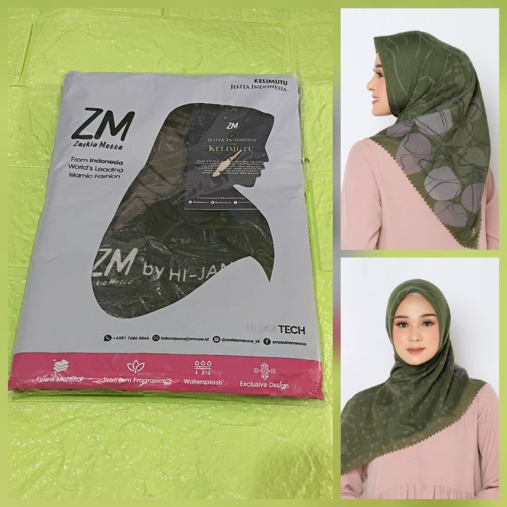 HIJAB MOTIF ZM (ZASKIA MECCA) SEGI EMPAT ORIGINAL
