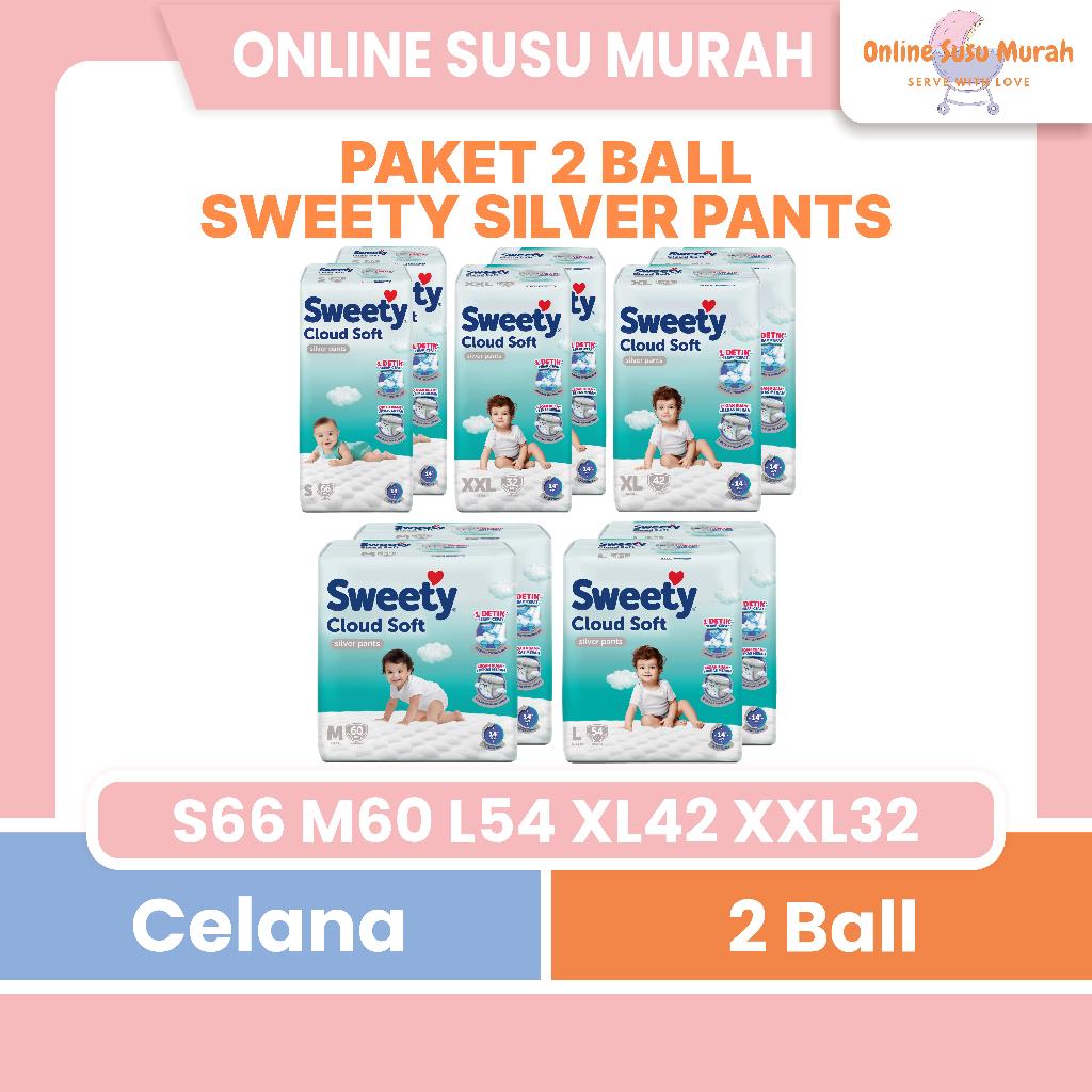 SWEETY SILVER PANTS PAKET 2 BALL POPOK CELANA S 66 M 60 L 54 XL 42 XXL 32 PPKS