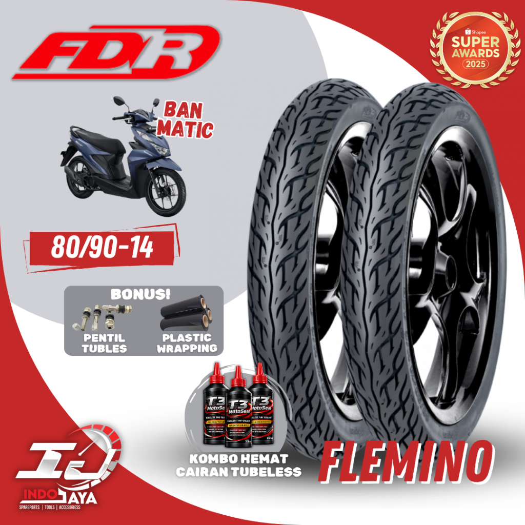 (READY COD) BAN LUAR FDR FLEMINO (80/90-14) BAN MATIC TUBELESS / TUBLES /  BEAT DELUXE / STREET / PO
