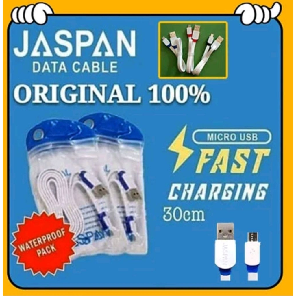 kabel Micro Usb Jaspan 30cm for power Bank ( FAST CHARGING) ORI