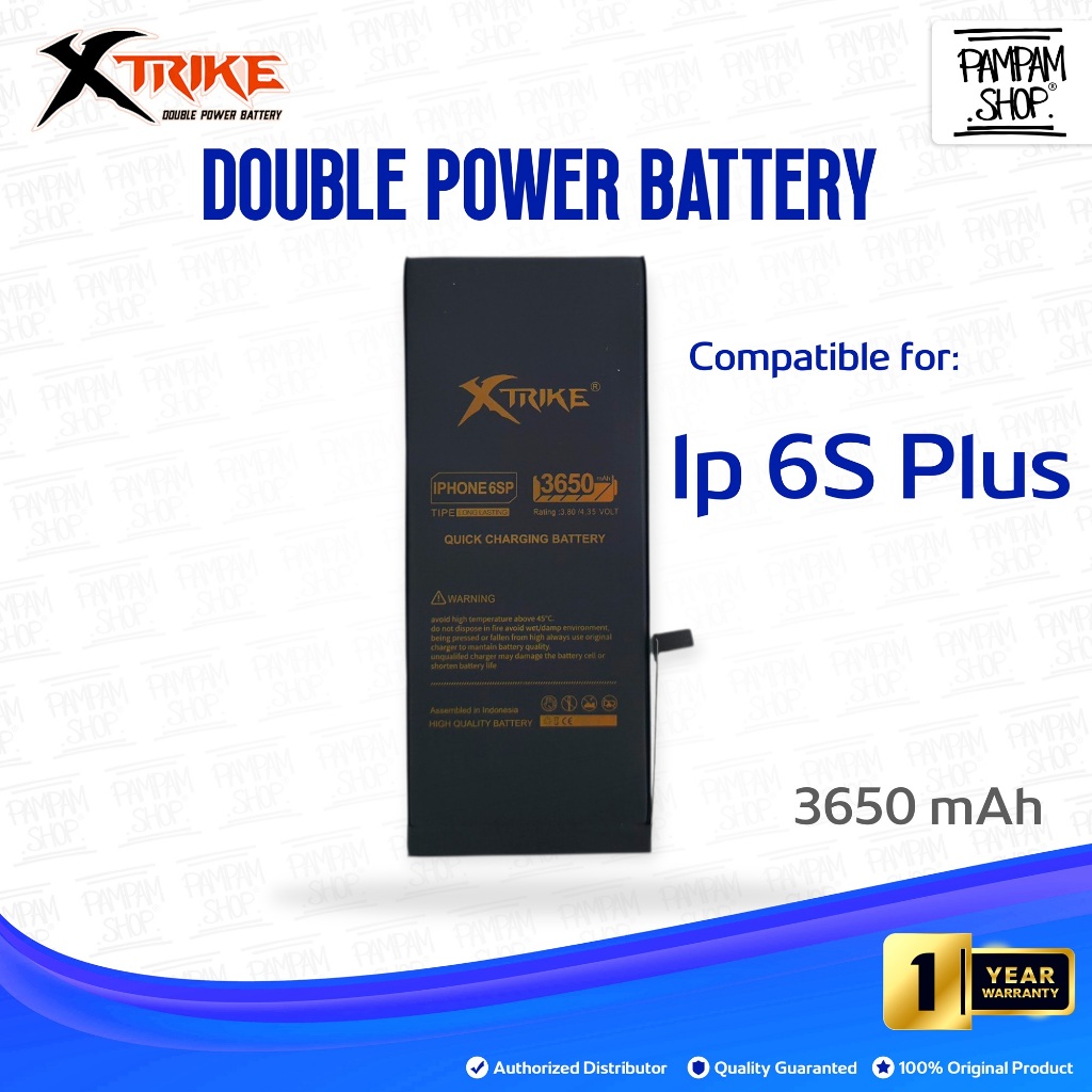 XTRIKE Baterai Double Power for Ip 6S PLUS 6S+ Dual Battery Batre Batrai Iphone