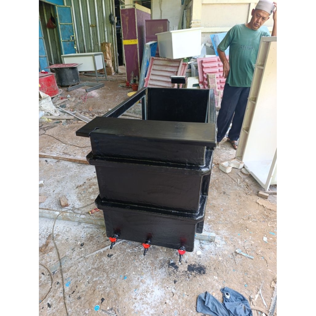 Istimewa bak|kolam ikan hias 120x70x80 kombinasi kaca 2 sisi fiberglass