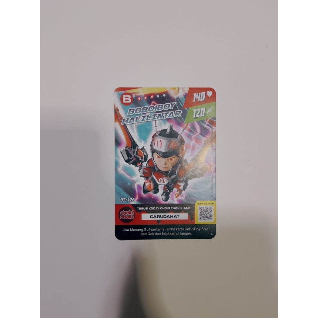 Kartu Choki Choki boboiboy Boboiboy Halilintar 96/126