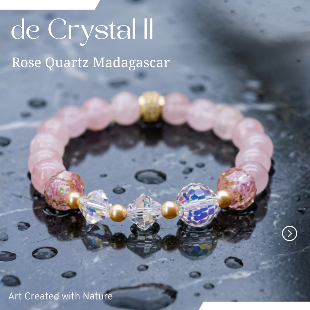 [Gelang Batu Asli Natural] de HARPER model de Crystal II Rose Quartz Madagascar