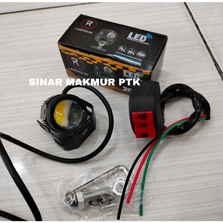 LAMPU LED LASER SINGLE D2 + KIPAS LASER SUPER TERANG / LAMPU SOROT MOBIL D2 LASER KIPAS PREMIUM LAMP
