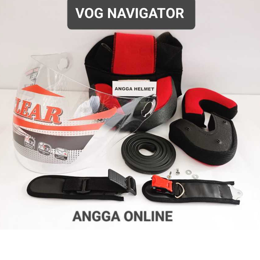 PAKET SPAREPART HELM VOG NAVIGATOR, BUSA HELM VOG Navigator + KACA Helm VOG Navigator + TALI HELM + 