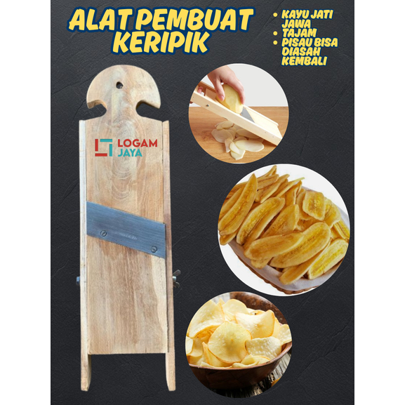Alat Pengiris Keripik Singkong Pisang Kentang Ubi Kayu Jati | Parutan Pemotong Keripik Tajam Praktis
