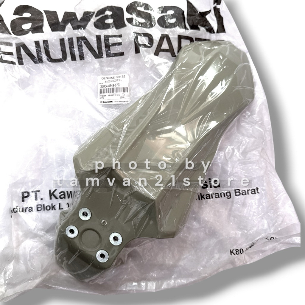 SPAKBOR DEPAN KLX 150 DTRACKER GREEN ARMY ORIGINAL KAWASAKI 35004-0349-67C