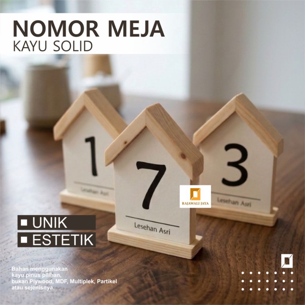 nomor meja kayu | nomor meja unik estetik | nomor meja model rumah | nomor meja