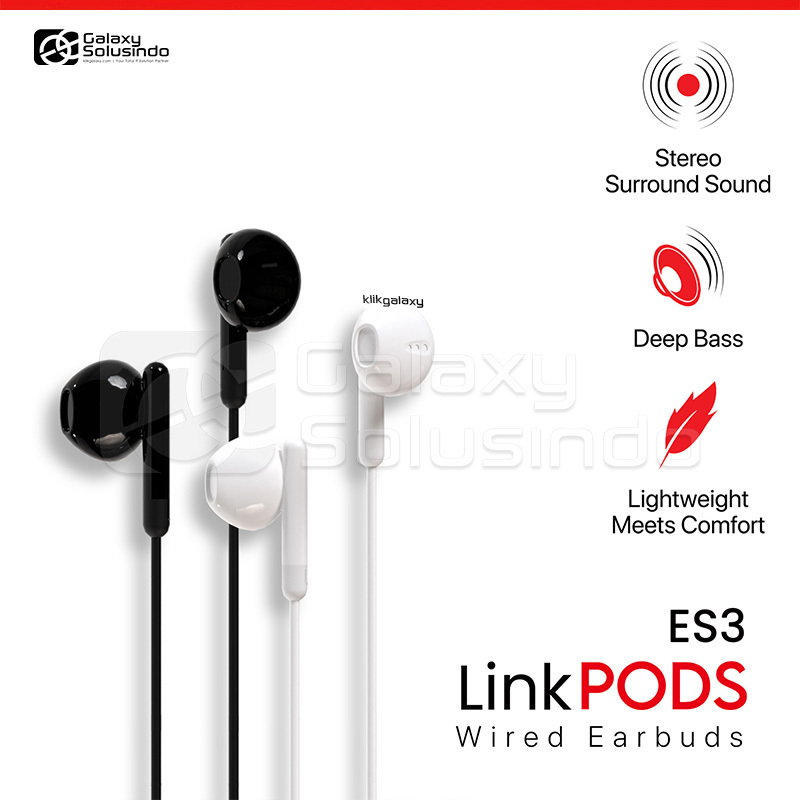Fantech ES3 LinkPODS Wired Earbuds Earphone - Black / White - MG