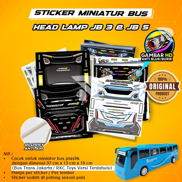 Sticker Lampu Bus / Sticker Headlamp JB5 / Sticker lampu JB3 JB5 Miniatur Bus